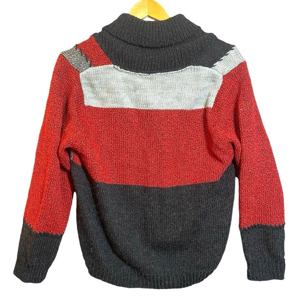 Allison Daley‎ Patchwork Cardigan XL Red Black Gray Acrylic Wool Blend - Picture 6 of 12